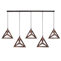 GLOBOSTAR® TRIANGLE 00609 Μοντέρνο Κρεμαστό Φωτιστικό Οροφής με Ντουί 5 x E27 AC 220-240V IP20 - Χάλκινο - Μ170 x Π22 x Y130cm