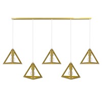 GLOBOSTAR® TRIANGLE 00610 Μοντέρνο Κρεμαστό Φωτιστικό Οροφής με Ντουί 5 x E27 AC 220-240V IP20 - Χρυσό - Μ170 x Π22 x Y130cm