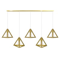 GLOBOSTAR® TRIANGLE 00610 Μοντέρνο Κρεμαστό Φωτιστικό Οροφής με Ντουί 5 x E27 AC 220-240V IP20 - Χρυσό - Μ170 x Π22 x Y130cm