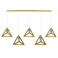 GLOBOSTAR® TRIANGLE 00610 Μοντέρνο Κρεμαστό Φωτιστικό Οροφής με Ντουί 5 x E27 AC 220-240V IP20 - Χρυσό - Μ170 x Π22 x Y130cm