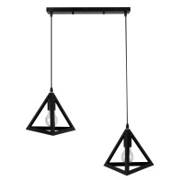 GLOBOSTAR® TRIANGLE 00611 Μοντέρνο Κρεμαστό Φωτιστικό Οροφής με Ντουί 2 x E27 AC 220-240V IP20 - Μαύρο - Μ60 x Π22 x Y130cm