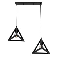 GLOBOSTAR® TRIANGLE 00611 Μοντέρνο Κρεμαστό Φωτιστικό Οροφής με Ντουί 2 x E27 AC 220-240V IP20 - Μαύρο - Μ60 x Π22 x Y130cm