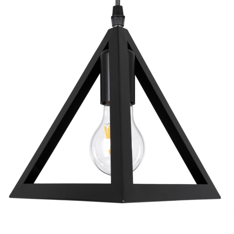GLOBOSTAR® TRIANGLE 00611 Μοντέρνο Κρεμαστό Φωτιστικό Οροφής με Ντουί 2 x E27 AC 220-240V IP20 - Μαύρο - Μ60 x Π22 x Y130cm