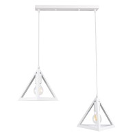 GLOBOSTAR® TRIANGLE 00612 Μοντέρνο Κρεμαστό Φωτιστικό Οροφής με Ντουί 2 x E27 AC 220-240V IP20 - Λευκό - Μ60 x Π22 x Y130cm