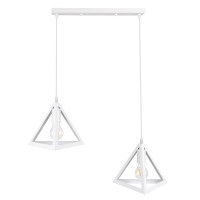 GLOBOSTAR® TRIANGLE 00612 Μοντέρνο Κρεμαστό Φωτιστικό Οροφής με Ντουί 2 x E27 AC 220-240V IP20 - Λευκό - Μ60 x Π22 x Y130cm