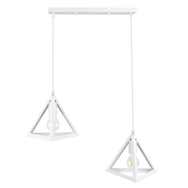 GLOBOSTAR® TRIANGLE 00612 Μοντέρνο Κρεμαστό Φωτιστικό Οροφής με Ντουί 2 x E27 AC 220-240V IP20 - Λευκό - Μ60 x Π22 x Y130cm