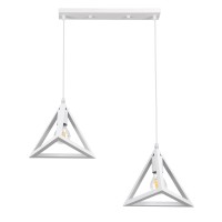 GLOBOSTAR® TRIANGLE 00612 Μοντέρνο Κρεμαστό Φωτιστικό Οροφής με Ντουί 2 x E27 AC 220-240V IP20 - Λευκό - Μ60 x Π22 x Y130cm