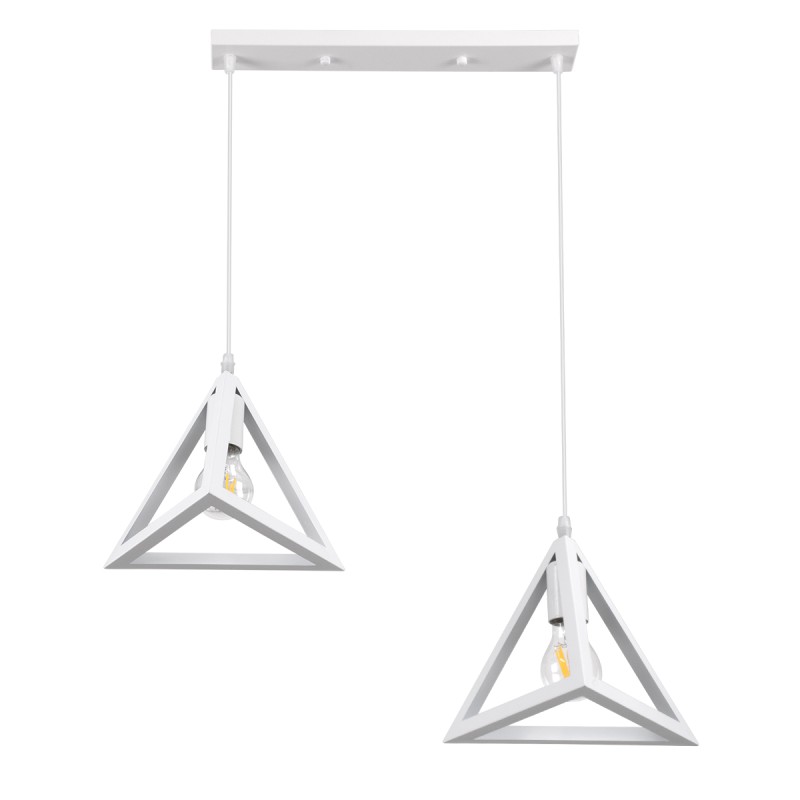 GLOBOSTAR® TRIANGLE 00612 Μοντέρνο Κρεμαστό Φωτιστικό Οροφής με Ντουί 2 x E27 AC 220-240V IP20 - Λευκό - Μ60 x Π22 x Y130cm