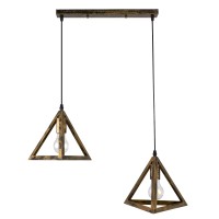 GLOBOSTAR® TRIANGLE 00614 Μοντέρνο Κρεμαστό Φωτιστικό Οροφής με Ντουί 2 x E27 AC 220-240V IP20 - Μπρούτζινο - Μ60 x Π22 x Y130cm