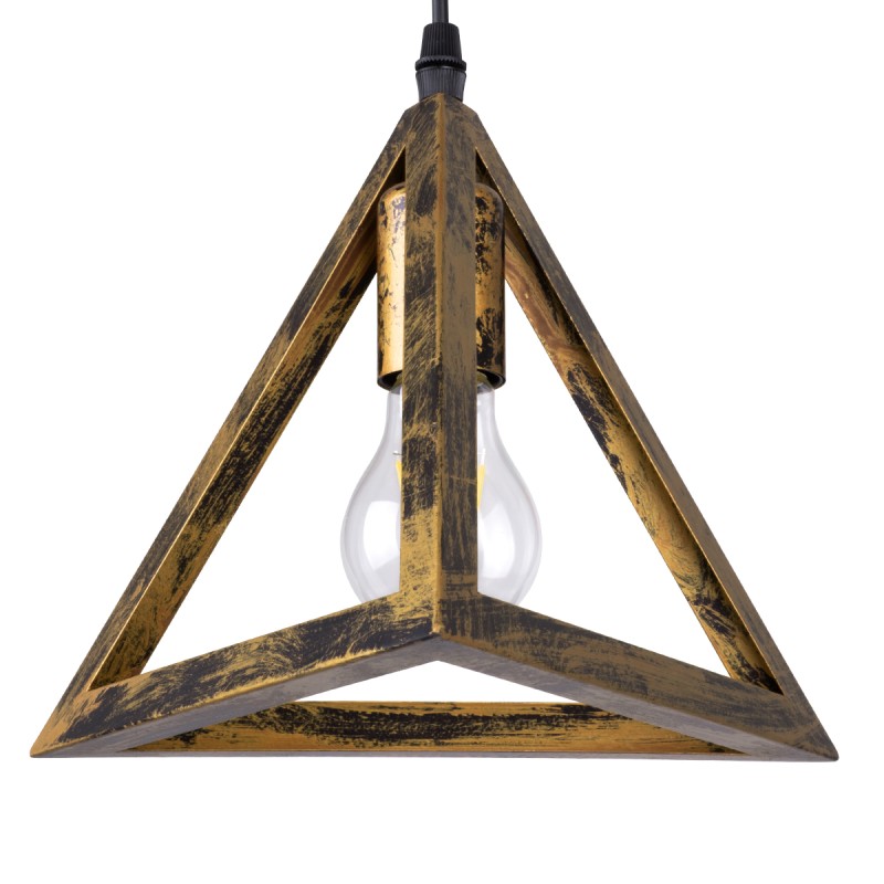 GLOBOSTAR® TRIANGLE 00614 Μοντέρνο Κρεμαστό Φωτιστικό Οροφής με Ντουί 2 x E27 AC 220-240V IP20 - Μπρούτζινο - Μ60 x Π22 x Y130cm