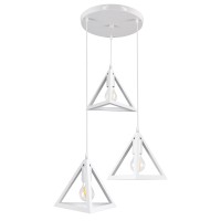 GLOBOSTAR® TRIANGLE 00617 Μοντέρνο Κρεμαστό Φωτιστικό Οροφής με Ντουί 3 x E27 AC 220-240V IP20 - Λευκό - Μ49 x Π49 x Y130cm
