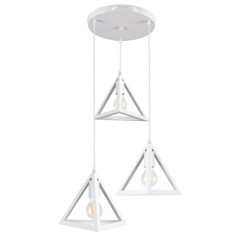 GLOBOSTAR® TRIANGLE 00617 Μοντέρνο Κρεμαστό Φωτιστικό Οροφής με Ντουί 3 x E27 AC 220-240V IP20 - Λευκό - Μ49 x Π49 x Y130cm