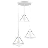 GLOBOSTAR® TRIANGLE 00617 Μοντέρνο Κρεμαστό Φωτιστικό Οροφής με Ντουί 3 x E27 AC 220-240V IP20 - Λευκό - Μ49 x Π49 x Y130cm