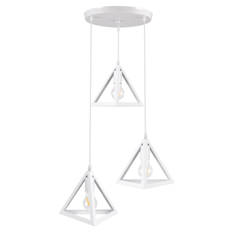 GLOBOSTAR® TRIANGLE 00617 Μοντέρνο Κρεμαστό Φωτιστικό Οροφής με Ντουί 3 x E27 AC 220-240V IP20 - Λευκό - Μ49 x Π49 x Y130cm