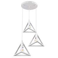 GLOBOSTAR® TRIANGLE 00617 Μοντέρνο Κρεμαστό Φωτιστικό Οροφής με Ντουί 3 x E27 AC 220-240V IP20 - Λευκό - Μ49 x Π49 x Y130cm