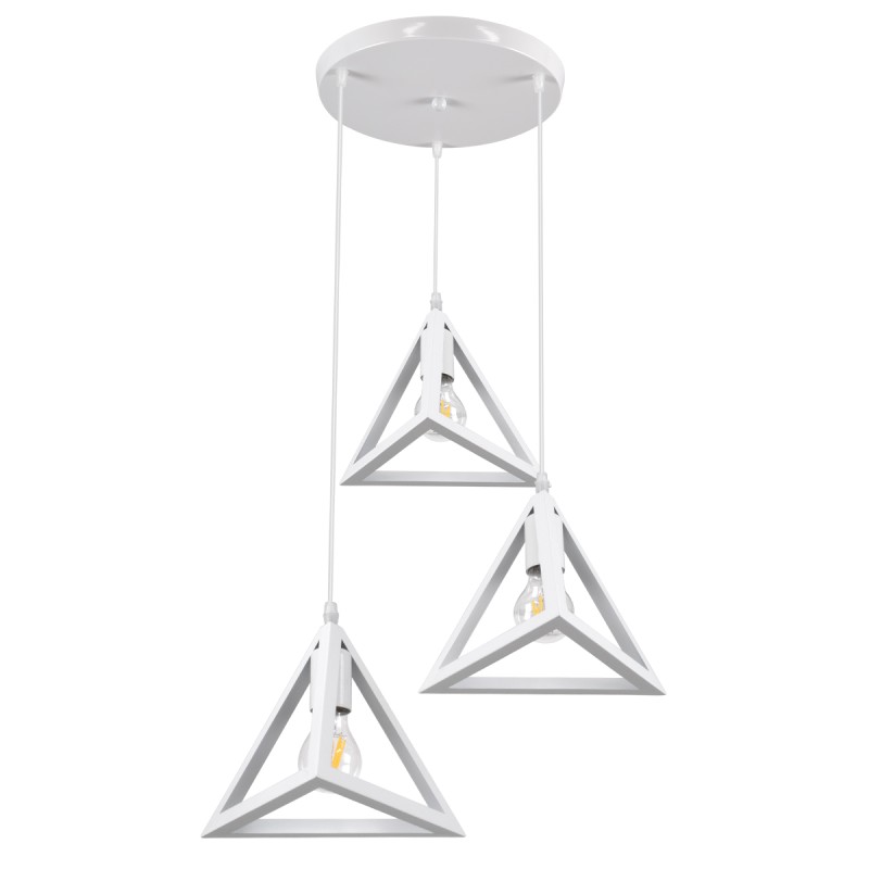 GLOBOSTAR® TRIANGLE 00617 Μοντέρνο Κρεμαστό Φωτιστικό Οροφής με Ντουί 3 x E27 AC 220-240V IP20 - Λευκό - Μ49 x Π49 x Y130cm