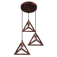GLOBOSTAR® TRIANGLE 00618 Μοντέρνο Κρεμαστό Φωτιστικό Οροφής με Ντουί 3 x E27 AC 220-240V IP20 - Χάλκινο - Μ49 x Π49 x Y130cm