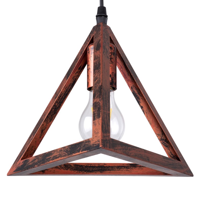 GLOBOSTAR® TRIANGLE 00618 Μοντέρνο Κρεμαστό Φωτιστικό Οροφής με Ντουί 3 x E27 AC 220-240V IP20 - Χάλκινο - Μ49 x Π49 x Y130cm