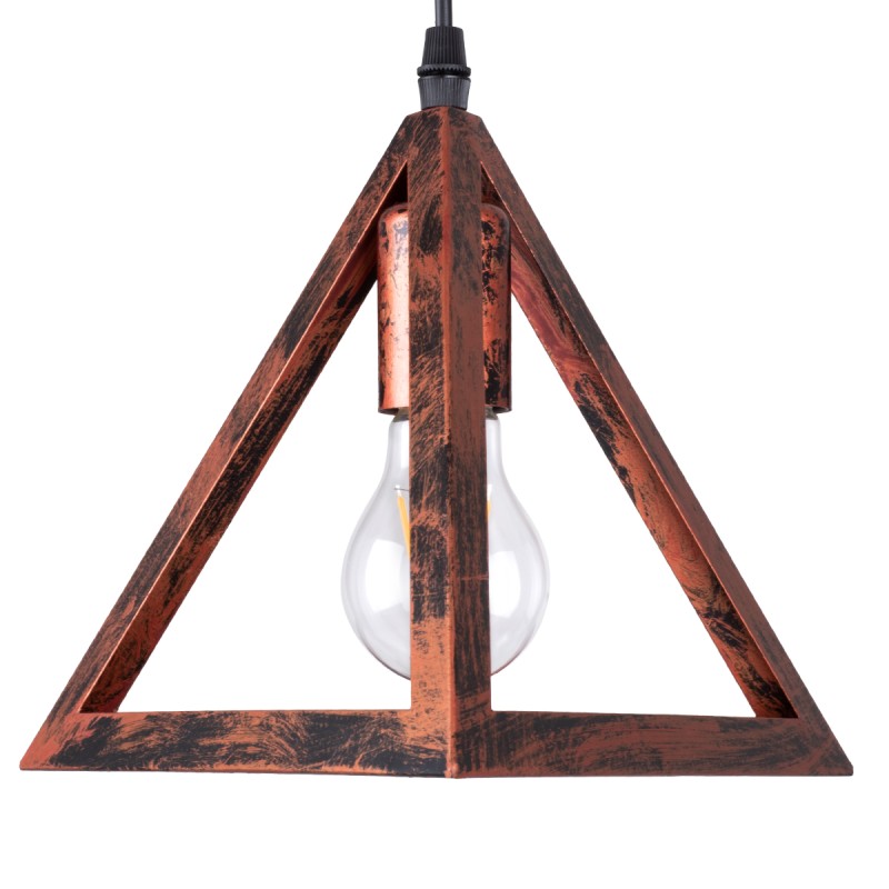 GLOBOSTAR® TRIANGLE 00618 Μοντέρνο Κρεμαστό Φωτιστικό Οροφής με Ντουί 3 x E27 AC 220-240V IP20 - Χάλκινο - Μ49 x Π49 x Y130cm