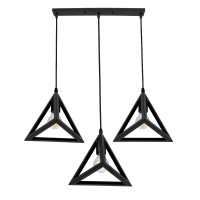 GLOBOSTAR® TRIANGLE 00621 Μοντέρνο Κρεμαστό Φωτιστικό Οροφής με Ντουί 3 x E27 AC 220-240V IP20 - Μαύρο - Μ70 x Π22 x Y130cm