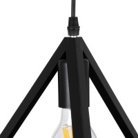 GLOBOSTAR® TRIANGLE 00621 Μοντέρνο Κρεμαστό Φωτιστικό Οροφής με Ντουί 3 x E27 AC 220-240V IP20 - Μαύρο - Μ70 x Π22 x Y130cm