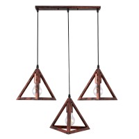 GLOBOSTAR® TRIANGLE 00623 Μοντέρνο Κρεμαστό Φωτιστικό Οροφής με Ντουί 3 x E27 AC 220-240V IP20 - Χάλκινο - Μ70 x Π22 x Y130cm