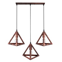 GLOBOSTAR® TRIANGLE 00623 Μοντέρνο Κρεμαστό Φωτιστικό Οροφής με Ντουί 3 x E27 AC 220-240V IP20 - Χάλκινο - Μ70 x Π22 x Y130cm