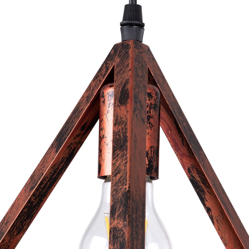 GLOBOSTAR® TRIANGLE 00623 Μοντέρνο Κρεμαστό Φωτιστικό Οροφής με Ντουί 3 x E27 AC 220-240V IP20 - Χάλκινο - Μ70 x Π22 x Y130cm