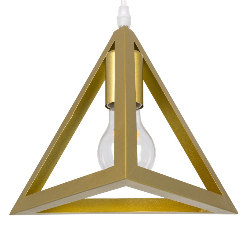 GLOBOSTAR® TRIANGLE 00625 Μοντέρνο Κρεμαστό Φωτιστικό Οροφής με Ντουί 3 x E27 AC 220-240V IP20 - Χρυσό - Μ70 x Π22 x Y130cm