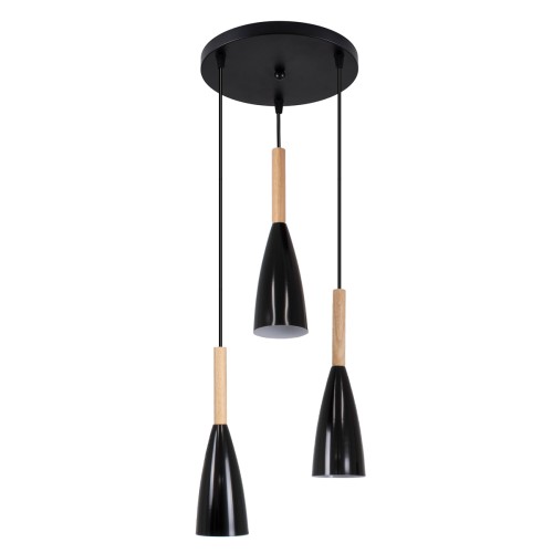 GLOBOSTAR® DILLON 00626 Μοντέρνο Κρεμαστό Φωτιστικό Οροφής με Ντουί 3 x E27 AC 220-240V IP20 - Μαύρο & Μπεζ - Μ26 x Π26 x Υ130cm
