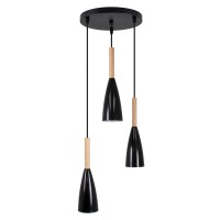 GLOBOSTAR® DILLON 00626 Μοντέρνο Κρεμαστό Φωτιστικό Οροφής με Ντουί 3 x E27 AC 220-240V IP20 - Μαύρο & Μπεζ - Μ26 x Π26 x Υ130cm