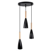 GLOBOSTAR® DILLON 00626 Μοντέρνο Κρεμαστό Φωτιστικό Οροφής με Ντουί 3 x E27 AC 220-240V IP20 - Μαύρο & Μπεζ - Μ26 x Π26 x Υ130cm