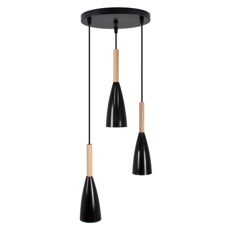 GLOBOSTAR® DILLON 00626 Μοντέρνο Κρεμαστό Φωτιστικό Οροφής με Ντουί 3 x E27 AC 220-240V IP20 - Μαύρο & Μπεζ - Μ26 x Π26 x Υ130cm