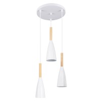 GLOBOSTAR® DILLON 00627 Μοντέρνο Κρεμαστό Φωτιστικό Οροφής με Ντουί 3 x E27 AC 220-240V IP20 - Λευκό & Μπεζ - Μ26 x Π26 x Υ130cm