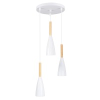 GLOBOSTAR® DILLON 00627 Μοντέρνο Κρεμαστό Φωτιστικό Οροφής με Ντουί 3 x E27 AC 220-240V IP20 - Λευκό & Μπεζ - Μ26 x Π26 x Υ130cm