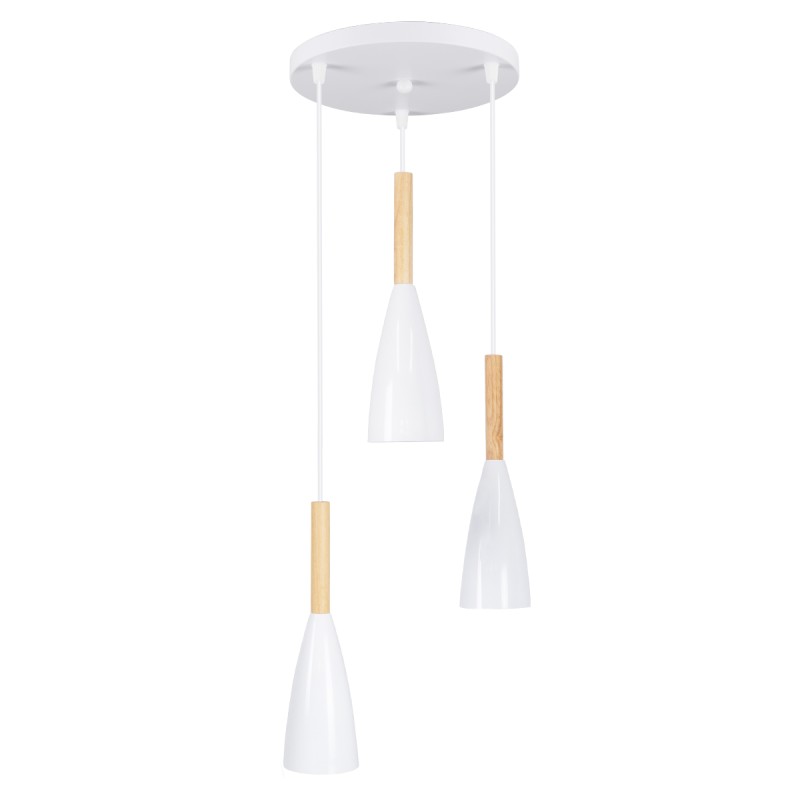 GLOBOSTAR® DILLON 00627 Μοντέρνο Κρεμαστό Φωτιστικό Οροφής με Ντουί 3 x E27 AC 220-240V IP20 - Λευκό & Μπεζ - Μ26 x Π26 x Υ130cm