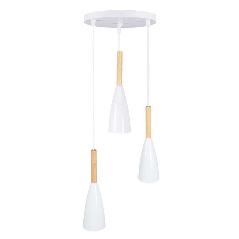 GLOBOSTAR® DILLON 00627 Μοντέρνο Κρεμαστό Φωτιστικό Οροφής με Ντουί 3 x E27 AC 220-240V IP20 - Λευκό & Μπεζ - Μ26 x Π26 x Υ130cm