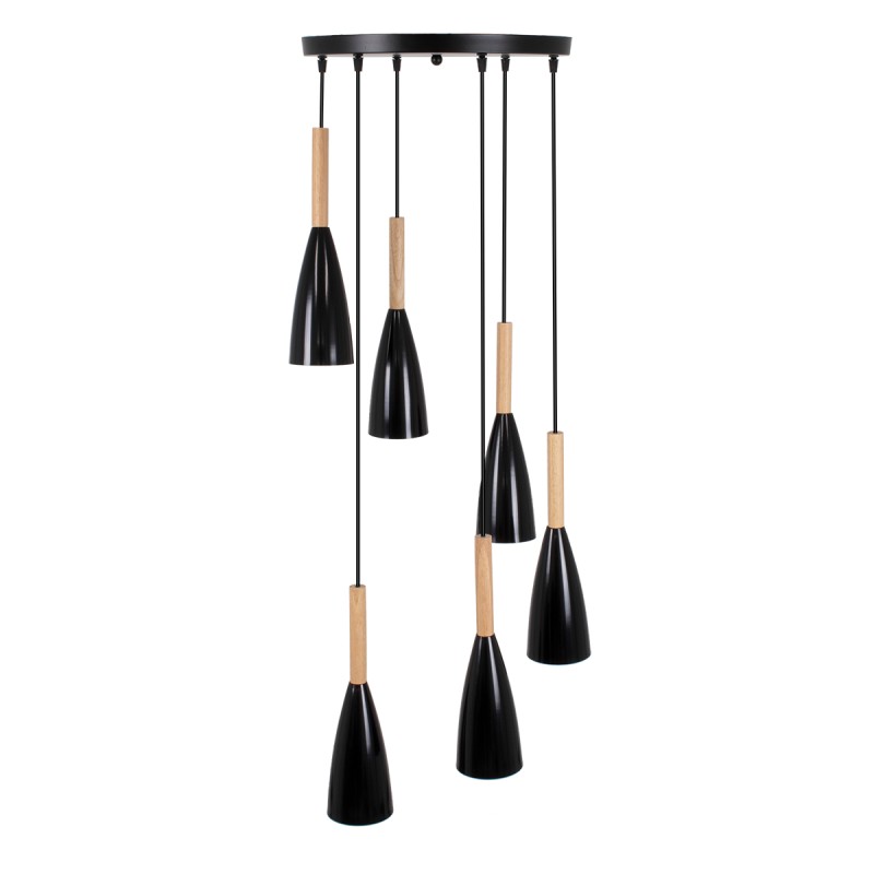 GLOBOSTAR® DILLON 00628 Μοντέρνο Κρεμαστό Φωτιστικό Οροφής με Ντουί 6 x E27 AC 220-240V IP20 - Μαύρο & Μπεζ - Μ52 x Π52 x Y130cm