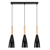 GLOBOSTAR® DILLON 00630 Μοντέρνο Κρεμαστό Φωτιστικό Οροφής με Ντουί 3 x E27 AC 220-240V IP20 - Μαύρο & Μπεζ - Μ54 x Π14 x Υ130cm