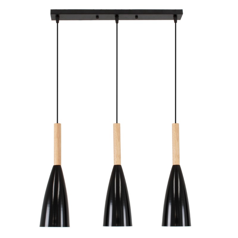 GLOBOSTAR® DILLON 00630 Μοντέρνο Κρεμαστό Φωτιστικό Οροφής με Ντουί 3 x E27 AC 220-240V IP20 - Μαύρο & Μπεζ - Μ54 x Π14 x Υ130cm