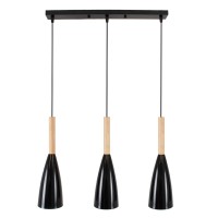 GLOBOSTAR® DILLON 00630 Μοντέρνο Κρεμαστό Φωτιστικό Οροφής με Ντουί 3 x E27 AC 220-240V IP20 - Μαύρο & Μπεζ - Μ54 x Π14 x Υ130cm