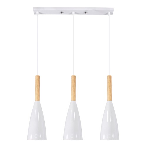 GLOBOSTAR® DILLON 00631 Μοντέρνο Κρεμαστό Φωτιστικό Οροφής με Ντουί 3 x E27 AC 220-240V IP20 - Λευκό & Μπεζ - Μ54 x Π14 x Υ130cm