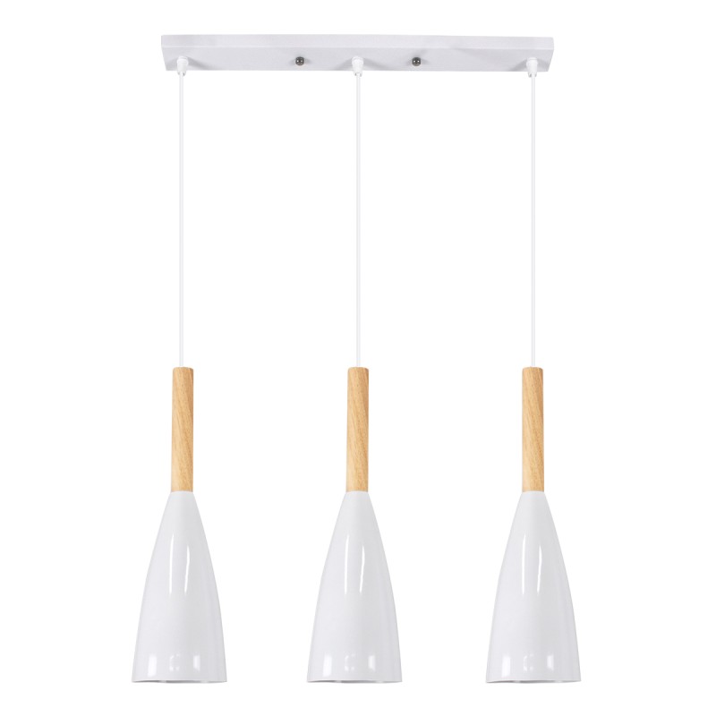 GLOBOSTAR® DILLON 00631 Μοντέρνο Κρεμαστό Φωτιστικό Οροφής με Ντουί 3 x E27 AC 220-240V IP20 - Λευκό & Μπεζ - Μ54 x Π14 x Υ130cm