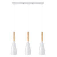 GLOBOSTAR® DILLON 00631 Μοντέρνο Κρεμαστό Φωτιστικό Οροφής με Ντουί 3 x E27 AC 220-240V IP20 - Λευκό & Μπεζ - Μ54 x Π14 x Υ130cm