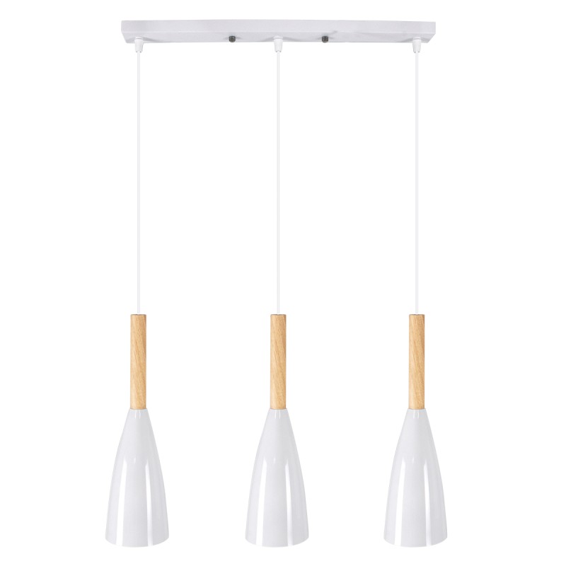 GLOBOSTAR® DILLON 00631 Μοντέρνο Κρεμαστό Φωτιστικό Οροφής με Ντουί 3 x E27 AC 220-240V IP20 - Λευκό & Μπεζ - Μ54 x Π14 x Υ130cm