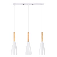 GLOBOSTAR® DILLON 00631 Μοντέρνο Κρεμαστό Φωτιστικό Οροφής με Ντουί 3 x E27 AC 220-240V IP20 - Λευκό & Μπεζ - Μ54 x Π14 x Υ130cm