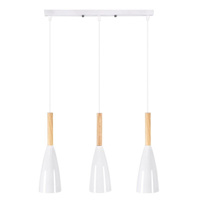 GLOBOSTAR® DILLON 00631 Μοντέρνο Κρεμαστό Φωτιστικό Οροφής με Ντουί 3 x E27 AC 220-240V IP20 - Λευκό & Μπεζ - Μ54 x Π14 x Υ130cm