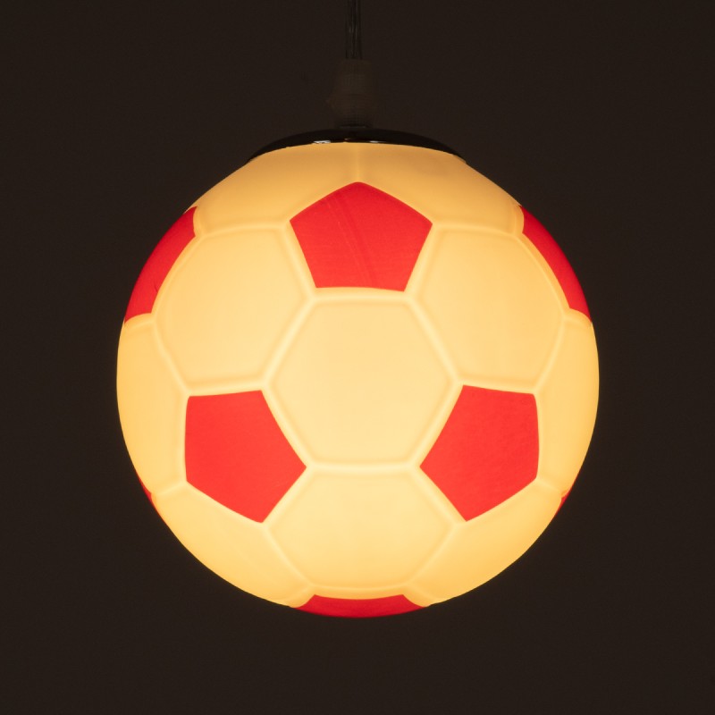 GLOBOSTAR® FOOTBALL 00642 Παιδικό Κρεμαστό Φωτιστικό Οροφής με Ντουί 1 x E27 AC 220-240V IP20 - Λευκό & Κόκκινο - Μ15 x Π15 x Y18cm