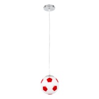 GLOBOSTAR® FOOTBALL 00642 Παιδικό Κρεμαστό Φωτιστικό Οροφής με Ντουί 1 x E27 AC 220-240V IP20 - Λευκό & Κόκκινο - Μ15 x Π15 x Y18cm