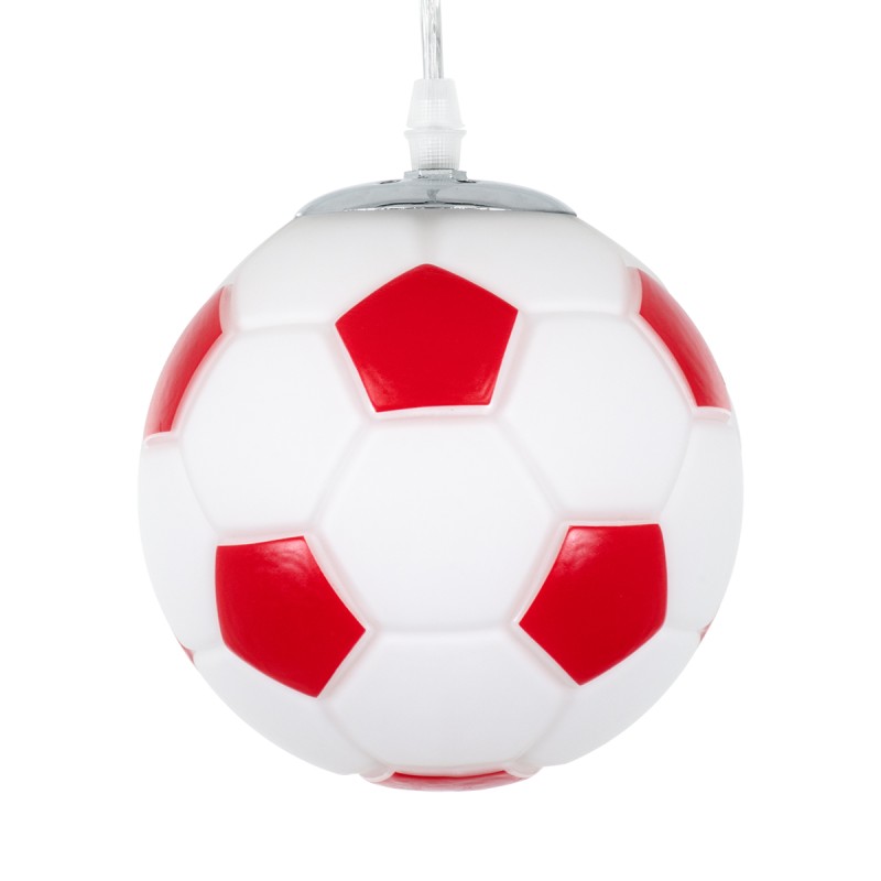 GLOBOSTAR® FOOTBALL 00642 Παιδικό Κρεμαστό Φωτιστικό Οροφής με Ντουί 1 x E27 AC 220-240V IP20 - Λευκό & Κόκκινο - Μ15 x Π15 x Y18cm